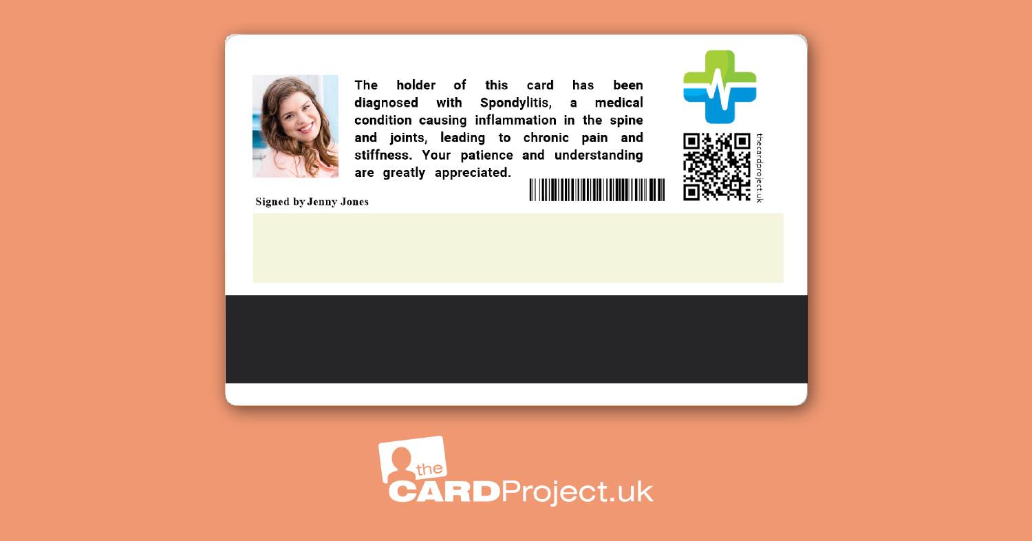Spondylitis Premium Medical Photo ID Card (REAR)